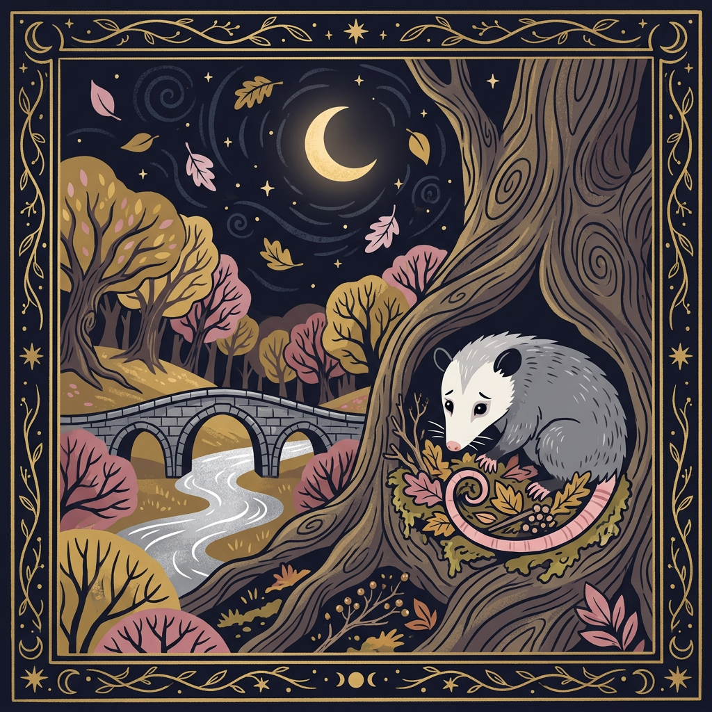 Possum nesting by silver river
